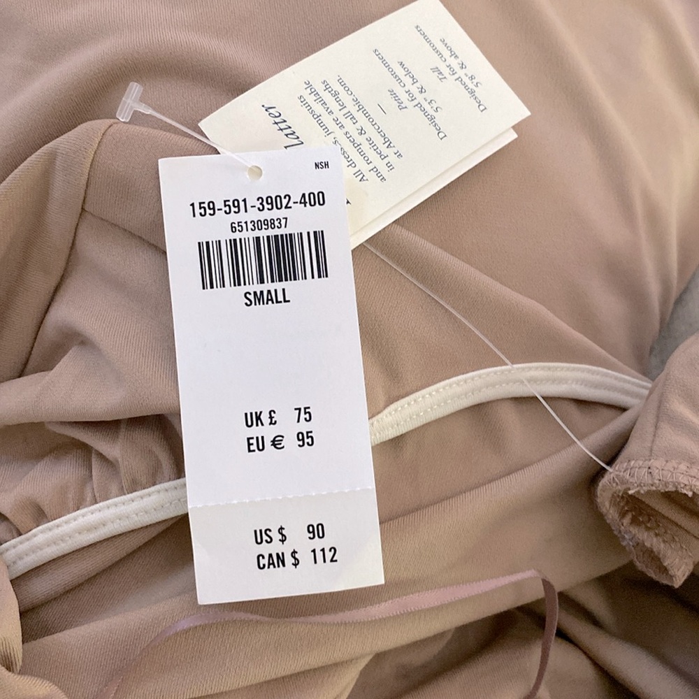 Abercrombie & Fitch Key Hole MIDI Bodycon Dress Tan S - Picture 8 of 9